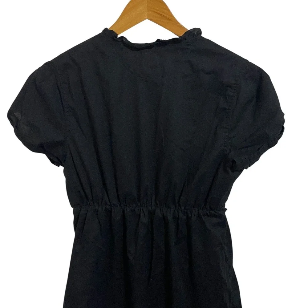 Converse One Star Black Short Sleeve Wrap Dress Ruffle‎ Trim Tie Waist Edgy M